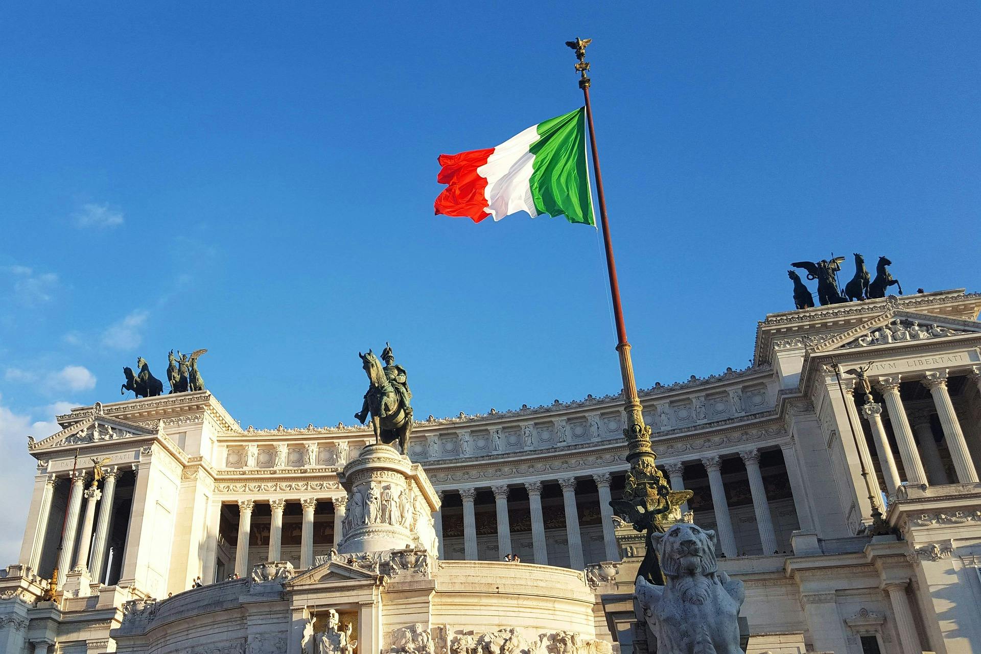 Moving from Canada to Italy Illustration. Rome & Italian Flag.